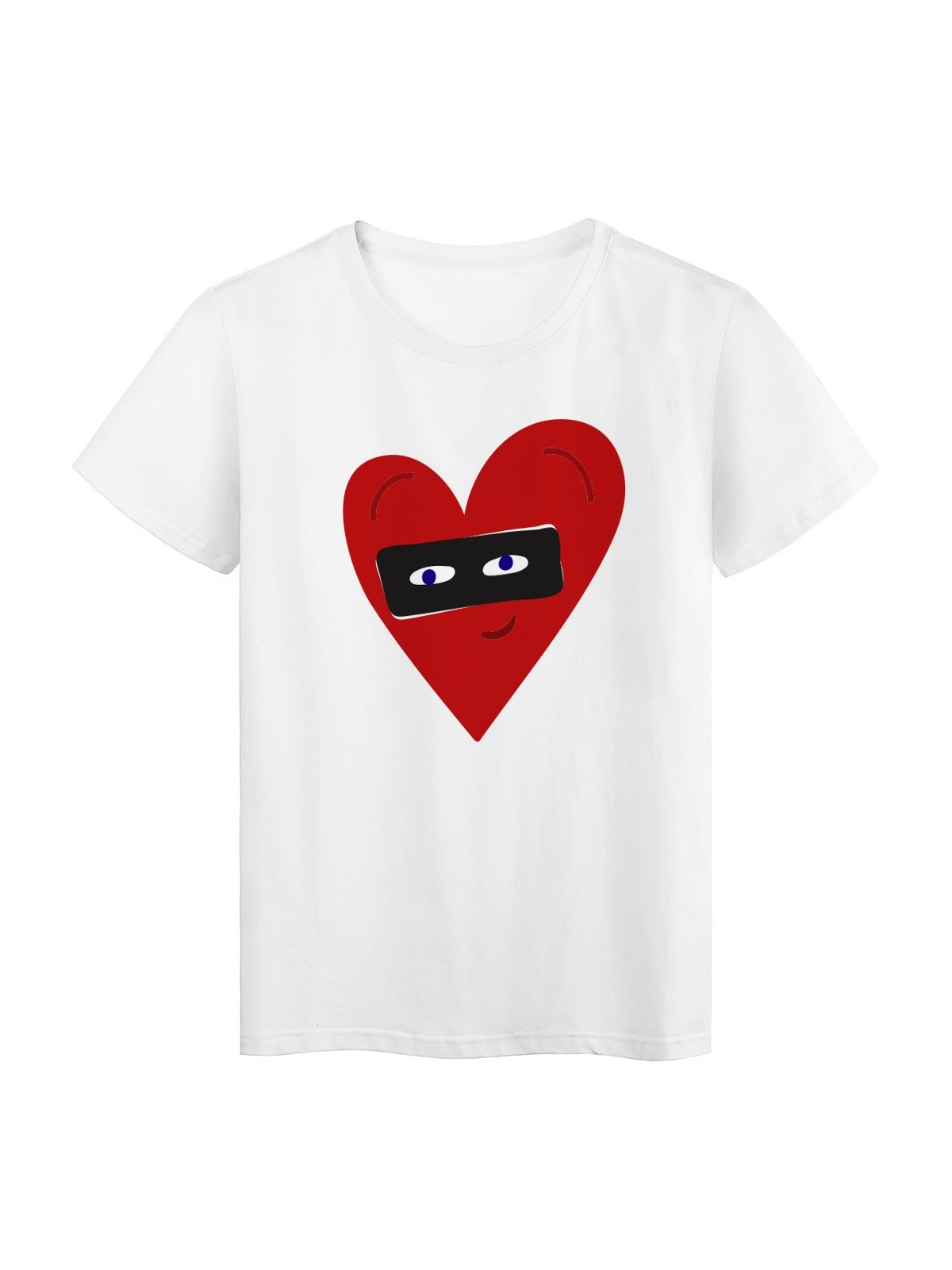 T-Shirt blanc CÅ“ur rouge yeux love masquÃ© rÃ©f Tee shirt 2138
