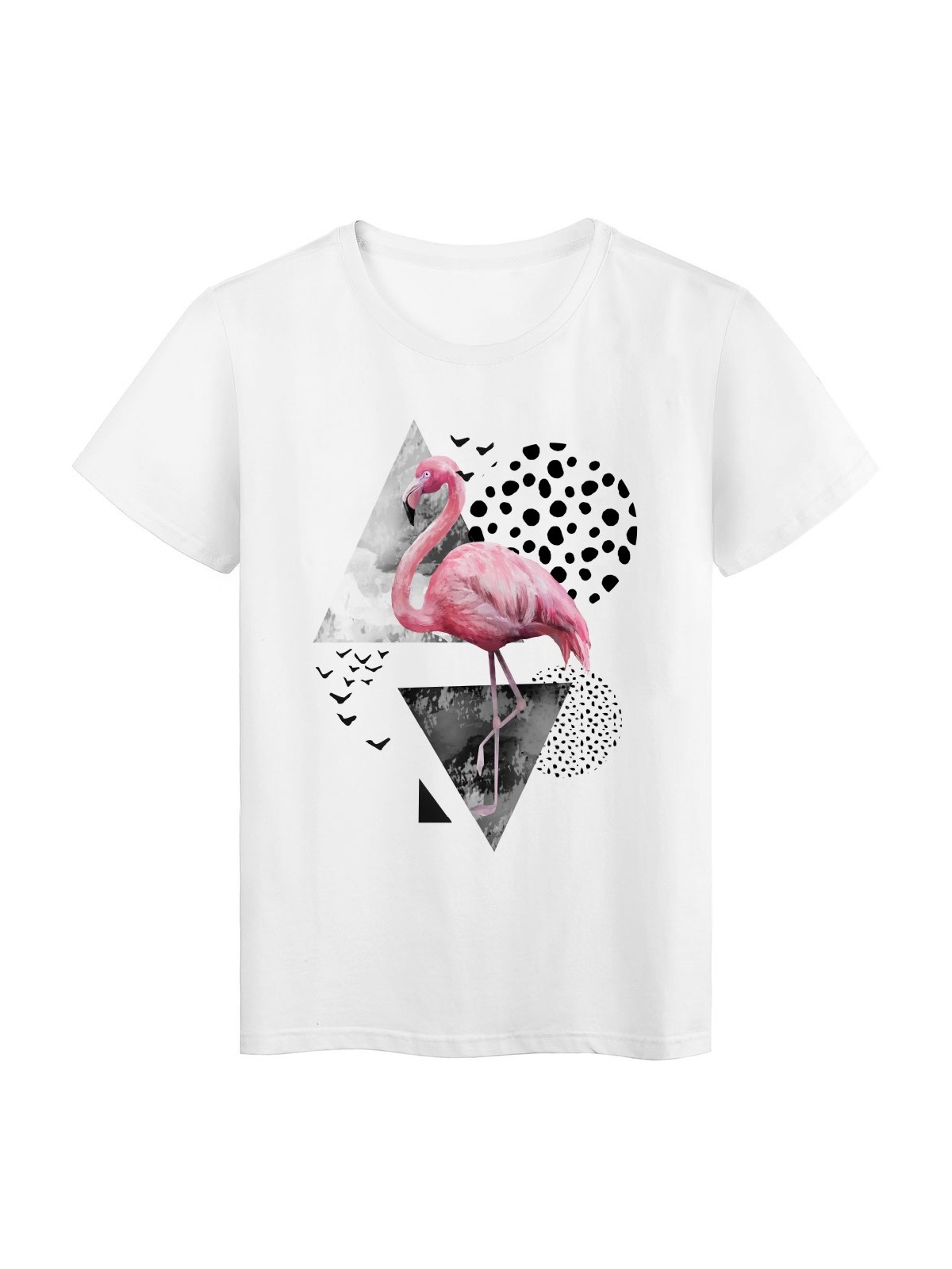 T-Shirt blanc design Flamant rose rÃ©f Tee shirt 2146