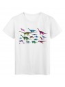 T-Shirt blanc design Dinosaures couleurs rÃ©f Tee shirt 2148