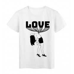 T-Shirt blanc femme noir et blanc love rÃ©f Tee shirt 2155