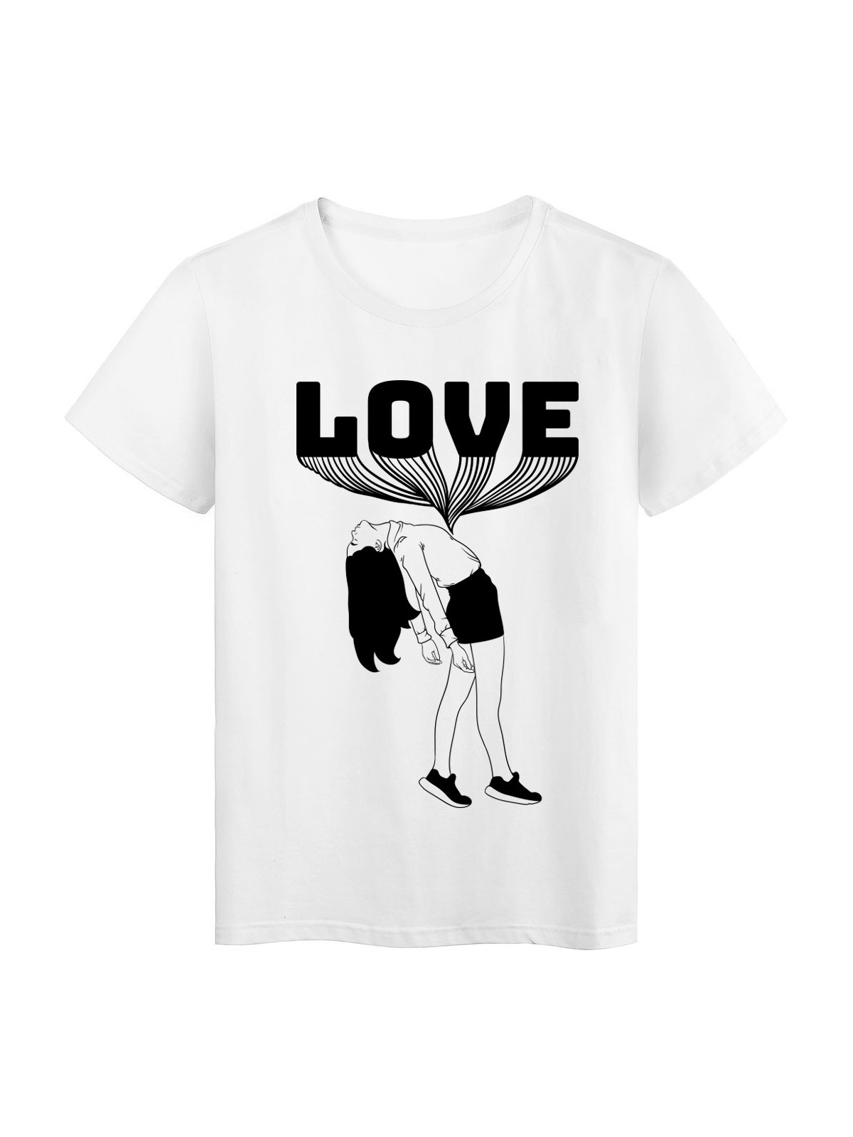 T-Shirt blanc femme noir et blanc love rÃ©f Tee shirt 2155