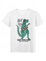 T-Shirt blanc rock n'roll dinosaure rock star humour rÃ©f Tee shirt 2161
