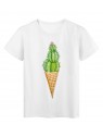 T-Shirt blanc Design cactus cornet de glace rÃ©f Tee shirt 2167