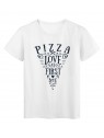 T-Shirt blanc Design pizza love at first bite rÃ©f Tee shirt 2168
