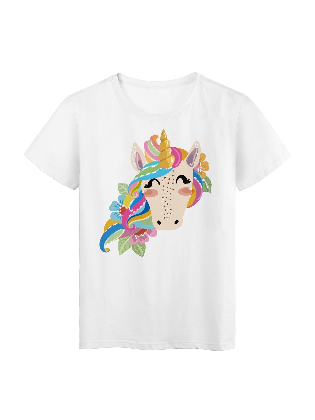 T-Shirt blanc Design cheval licorne couleurs rÃ©f Tee shirt 2169