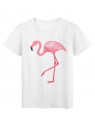 T-Shirt blanc Design oiseau flamant rose rÃ©f Tee shirt 2170