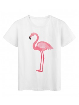 T-Shirt blanc Design oiseau flamant rose réf Tee shirt 2170