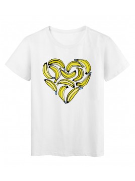T-Shirt blanc Design cœur de bananes réf Tee shirt 2172