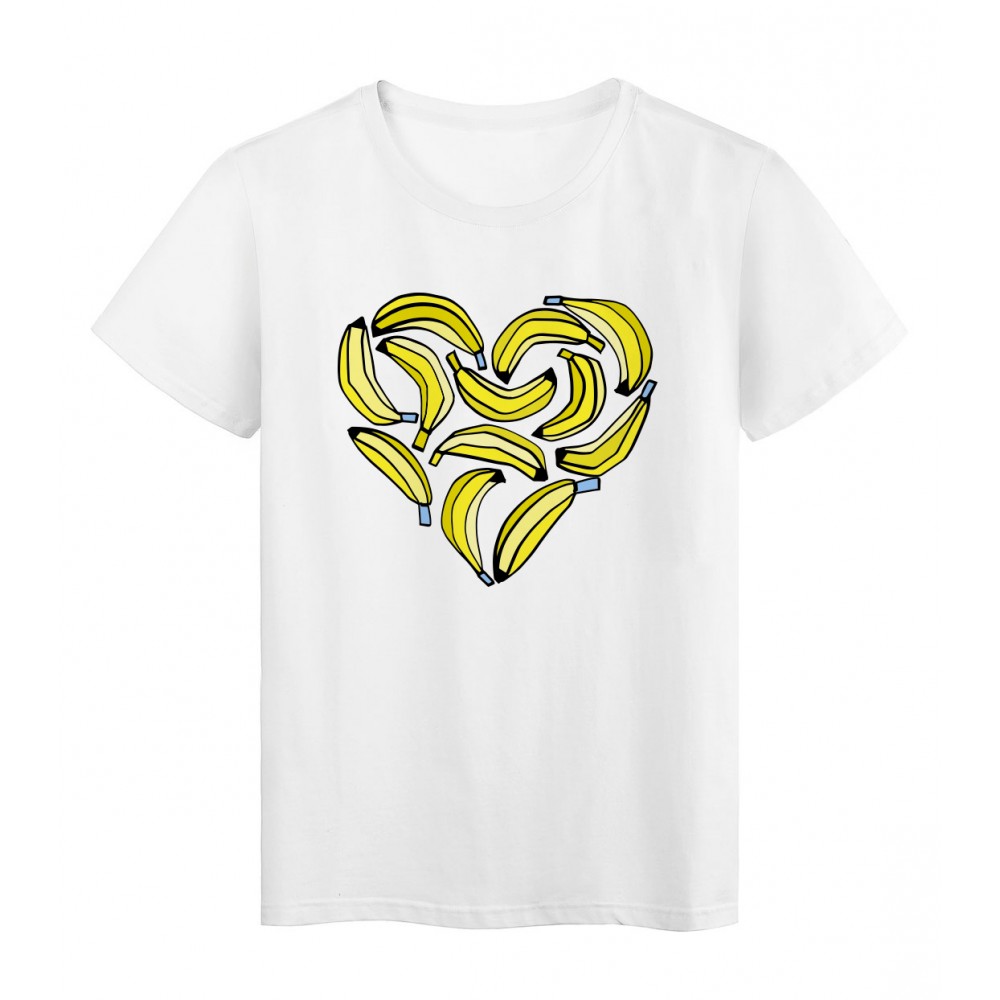 T-Shirt blanc Design cÅ“ur de bananes rÃ©f Tee shirt 2172