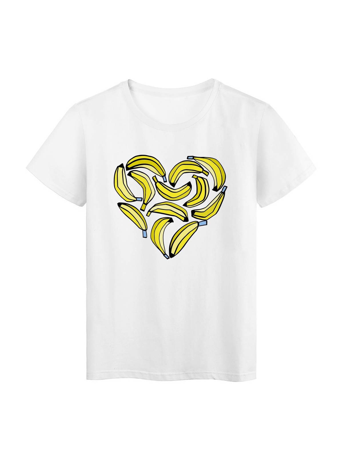 T-Shirt blanc Design cÅ“ur de bananes rÃ©f Tee shirt 2172