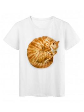 T-Shirt blanc Design animal chat réf Tee shirt 2173