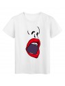 T-Shirt blanc Design visage bouche lÃ¨vre rouge 2176