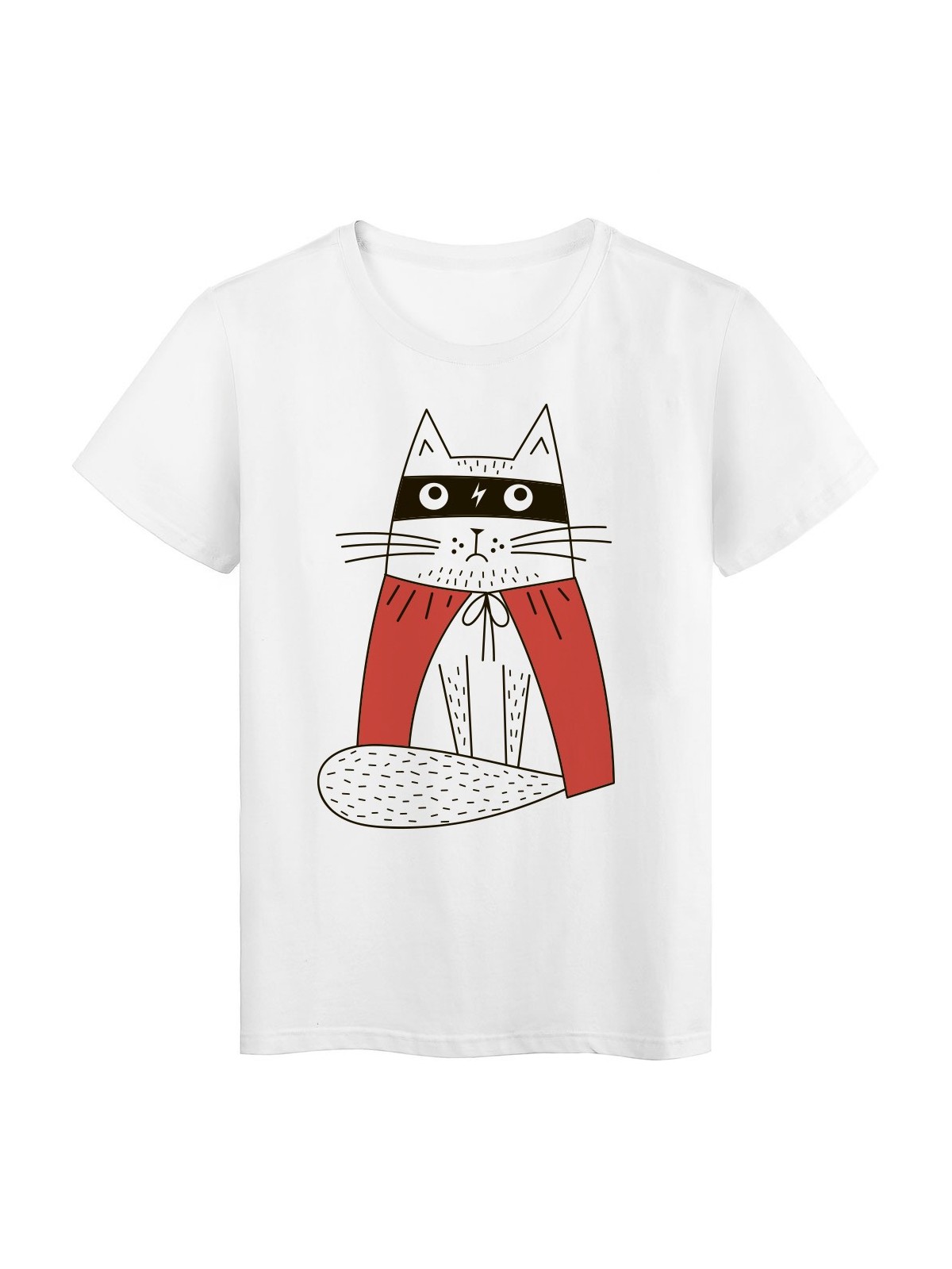 T-Shirt blanc Design Chat masque cape rouge super hÃ©ros rÃ©f tee shirt 2182