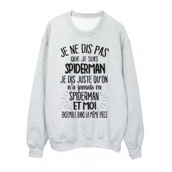 Sweat-Shirt humour citation On n'a jamais vu spiderman et moi dans la mÃªme piÃ¨ce rÃ©f 2039