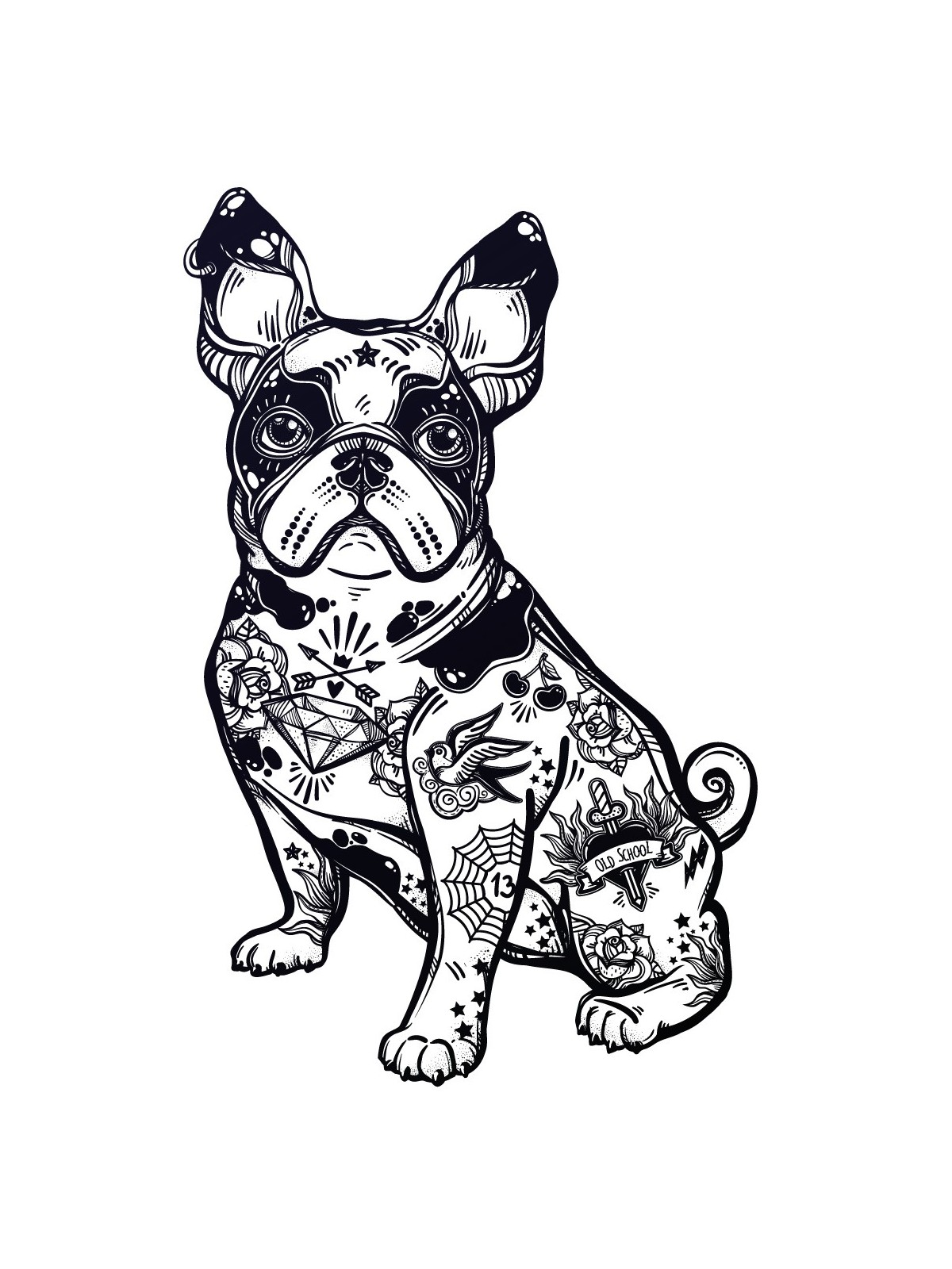 Stickers Autocollants enfant dÃ©co chien tatouÃ© ref 441