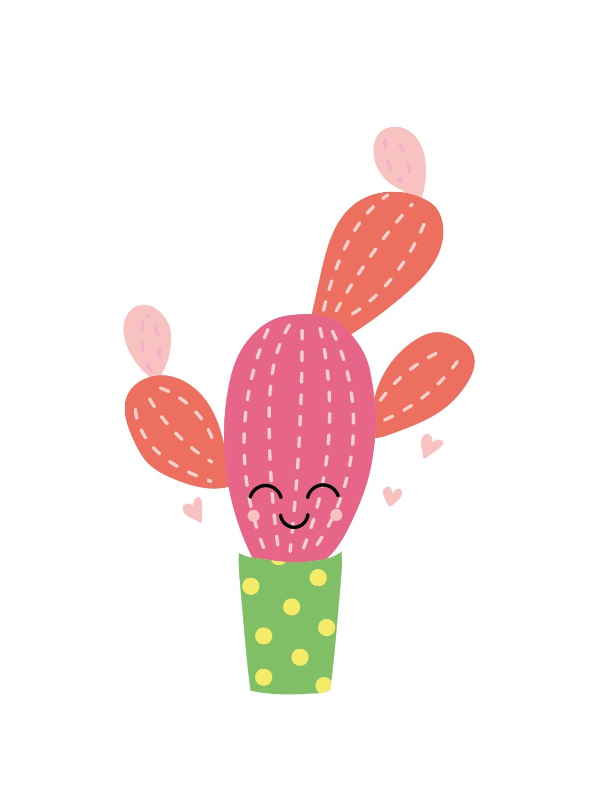Stickers Autocollants enfant dÃ©co Cactus rose sourire design ref 474