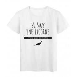 T-Shirt imprimÃ© citation humour je suis une licorne mais pas le matin