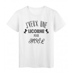 T-Shirt imprimÃ© citation j'veux une licorne pour noel  