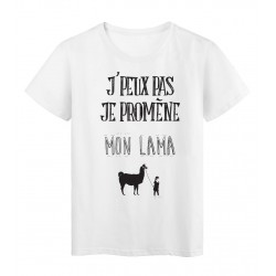 T-Shirt imprimÃ© citation j'peux pas je promene mon lama