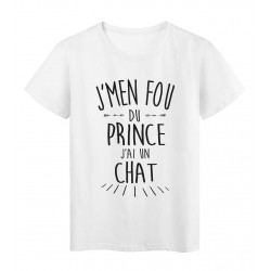T-Shirt citation humour J'men fou du prince j'ai un chat