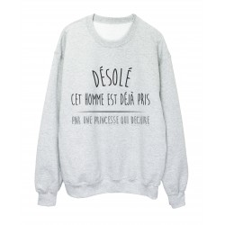 Sweat shirt imprimÃ© citation humour dÃ©solÃ© cette homme est deja pris ref 2333
