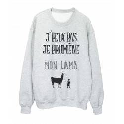 Sweat shirt imprimÃ© citation j'peux pas je promene mon lama ref 2327