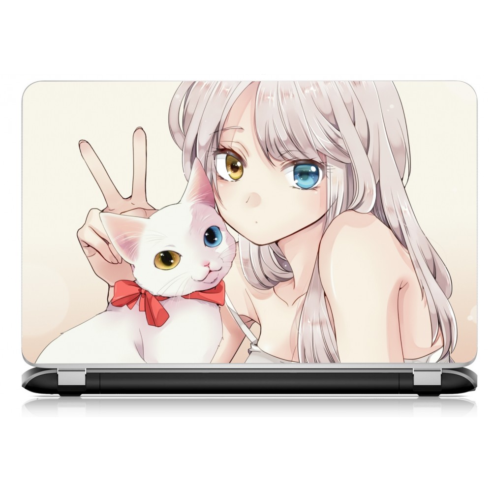 Stickers Autocollants ordinateur portable PC manga chat