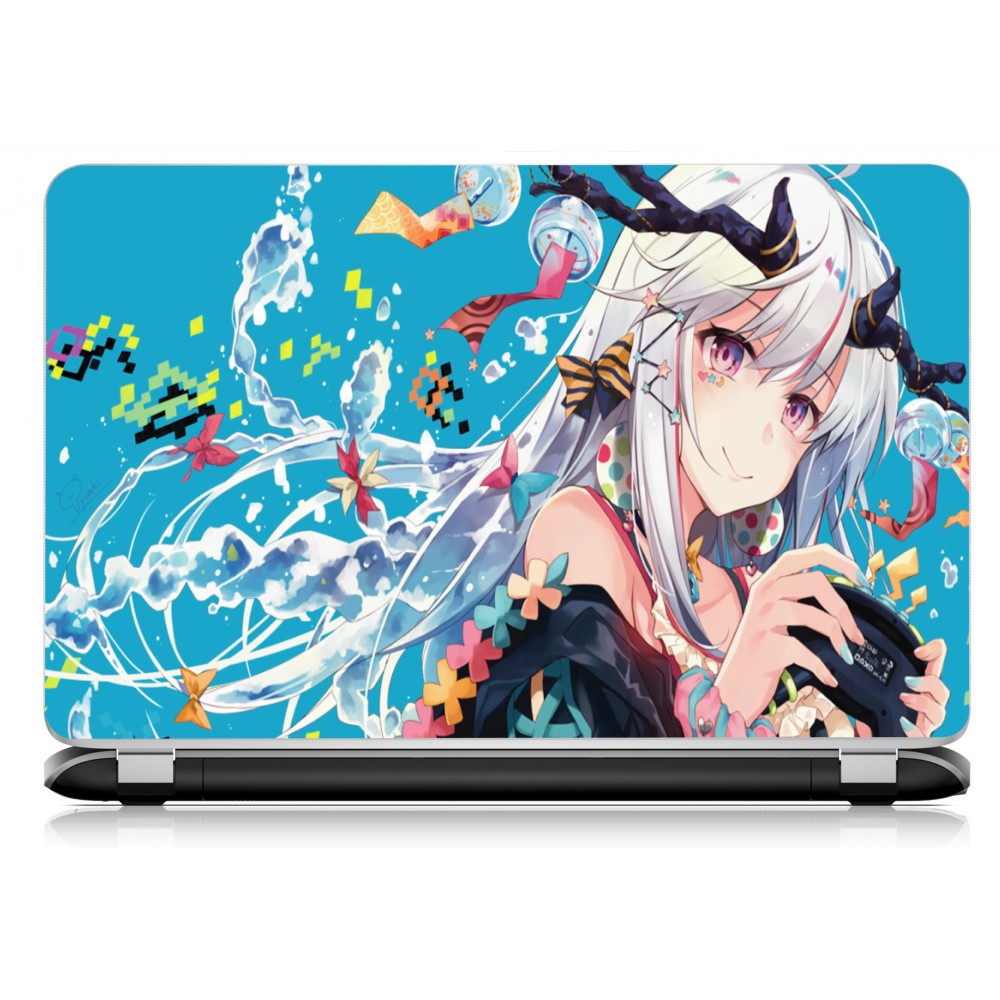 Stickers Autocollants ordinateur portable PC manga girl ref 474
