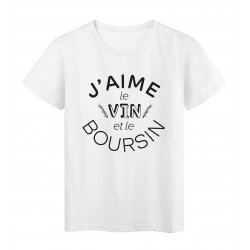 T-Shirt imprimÃ© citation humour j'aime le vin et le boursin