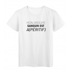 T-Shirt imprimÃ© citation humour mon groupe sanguin A(peritif)