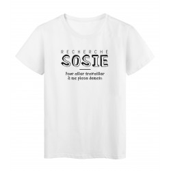 T-Shirt imprimÃ© citation humour recherche sosie pour aller travailler a ma place 