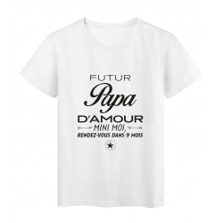 T-Shirt imprimé citation humour futur papa d'amour