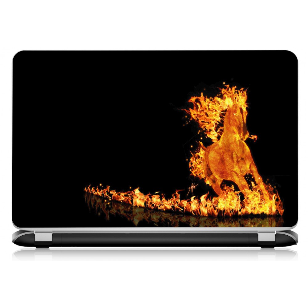 Stickers Autocollants ordinateur portable PC cheval flamme