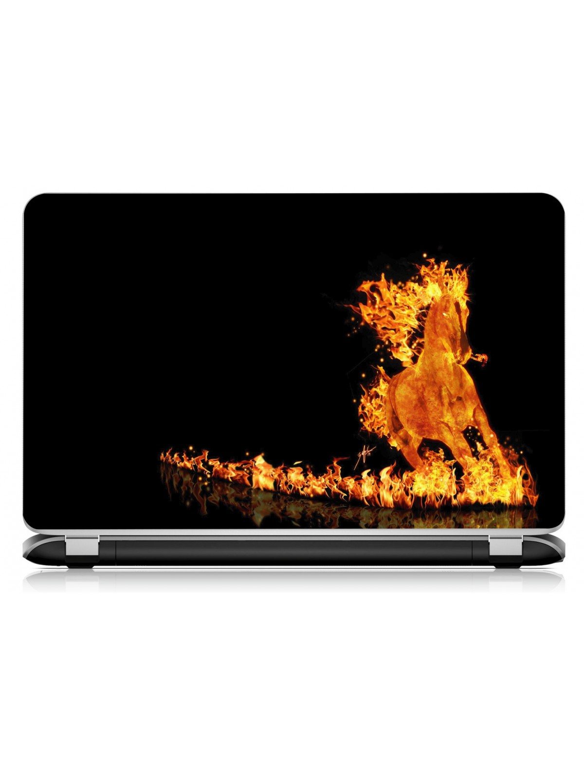 Stickers Autocollants ordinateur portable PC cheval flamme