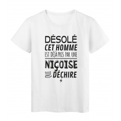 T-Shirt imprimÃ© citation humour dÃ©solÃ© cet homme est deja pris par une nicoise qui dÃ©chire