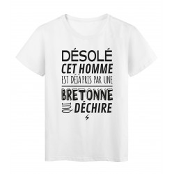 T-Shirt imprimÃ© citation humour dÃ©solÃ© cet homme est deja pris par une bretonne qui dÃ©chire