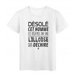 T-Shirt imprimÃ© citation humour dÃ©solÃ© cet homme est deja pris par une lilloise qui dÃ©chire
