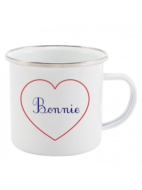 Mug Tasse Retro En Metal Emaille Imprime Citation Coeur Amour Bonnie