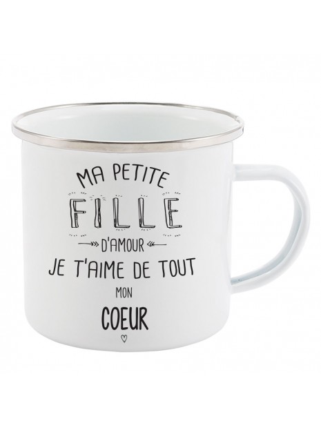 Mug Tasse Retro En Metal Emaille Imprime Illustration Citation Ma Petite Fille D Amour Je T Aime