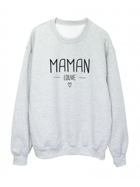 Sweat Shirt Imprime Citation Humour Maman Louve
