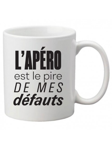 Mug Tasse Ceramique Imprime Citation Humour L Apero Est Le Pire De Mes Defauts