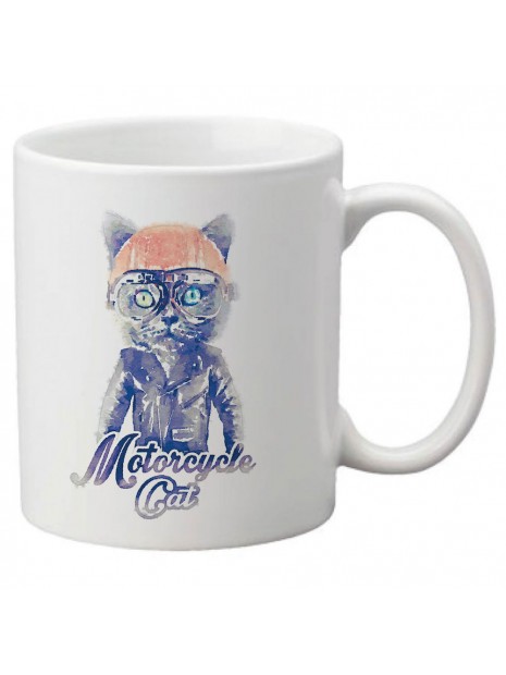 Mug Tasse Ceramique Imprime Illustration Citation Illustration Chat Motard