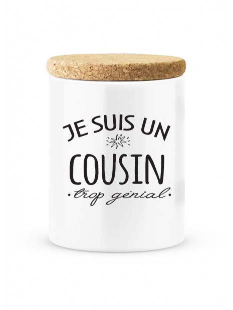 Pot Ceramique Avec Couvercle En Liege Citation Imprime Je Suis Un Cousin Trop Genial