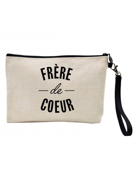 Pochette Trousse A Crayons Et Maquillage Lin Imprime Citation Frere De Coeur