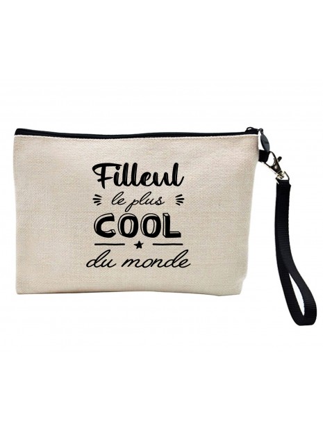 Pochette Trousse A Crayons Et Maquillage Lin Imprime Citation Filleul Le Plus Cool Du Monde