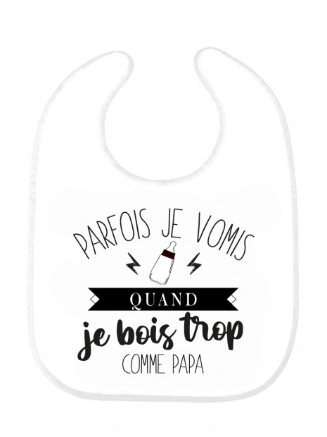 Bavoir Bebe Imprime Citation Naissance Humour Parfois Je Vomis Quand Je Bois Trop Comme Papa