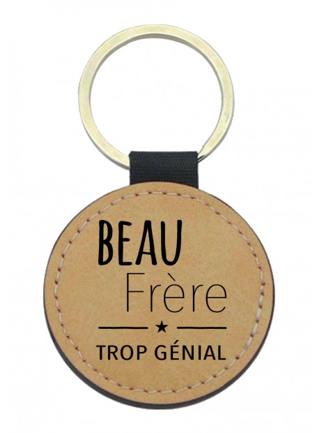 Porte-clés cuir végan marron - Cadeau - Imprimé en France
