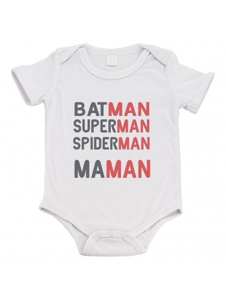 Body Bebe Cadeau Bapteme Imprime Humour Super Heros Maman