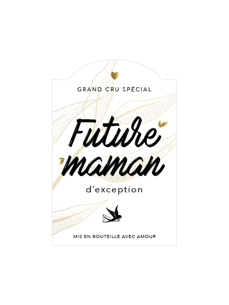 Etiquette Bouteille vin - Cadeau Annonce naissance - Future maman - France