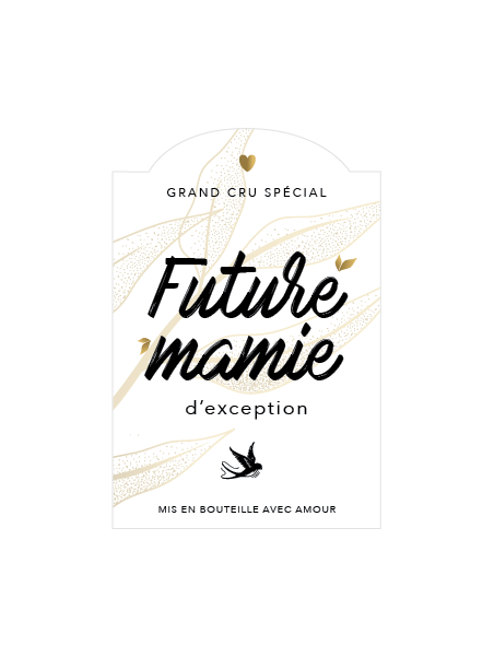 Etiquette Bouteille vin - Cadeau Annonce naissance - Futur mamie - France